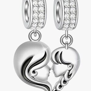 Pandora Mother and Daughter Heart Charm S925 ALE Sterling Silver Charm